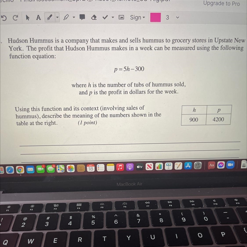 Describe the meaning of the numbers shown in the table at the right-example-1