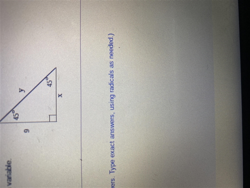 Find the value of each variable x = y=-example-1