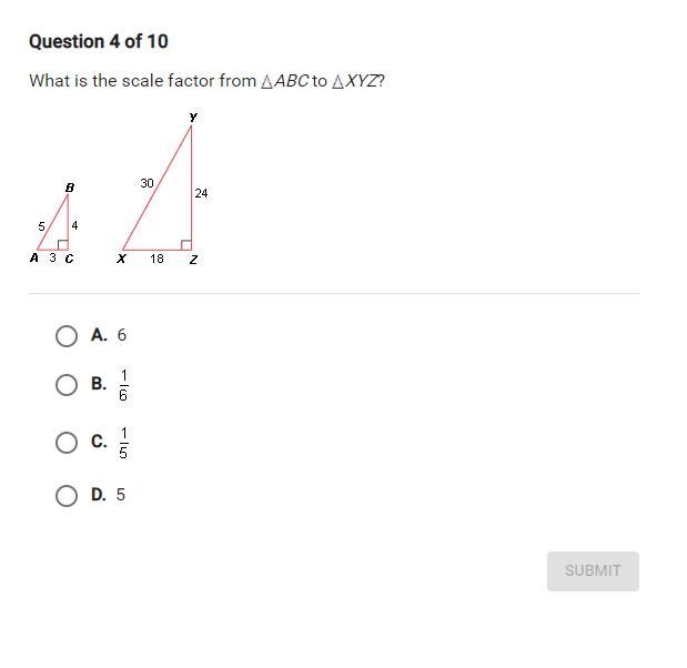 What is the scale factor from ABC to XYZ?-example-1