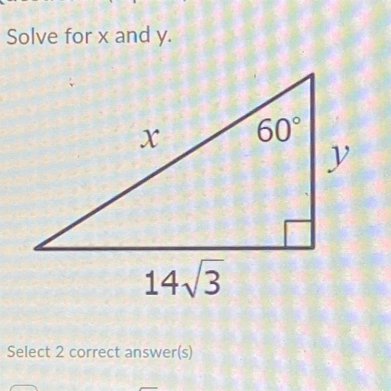 Solve for X and y 60° 14 3-example-1