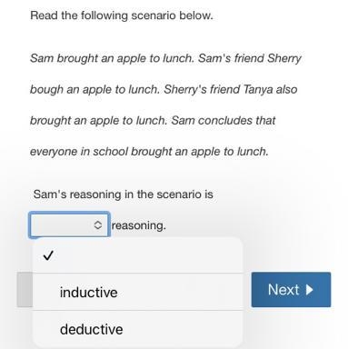 Read the following scenario below.Sam brought an apple to lunch. Sam's friend Sherrybough-example-1