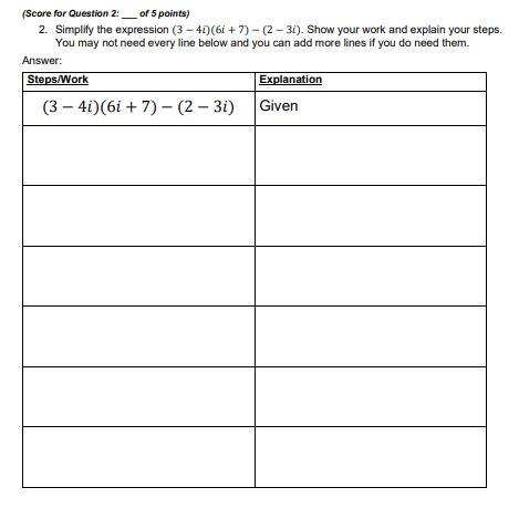 Solve (3-4i) (6i+7) - (2-3i) show solving steps-- picture is provided.-example-1