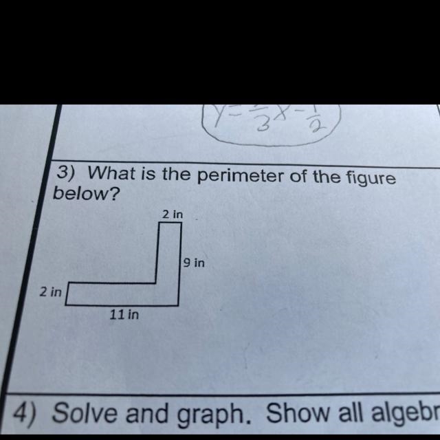 3) What is the perimeter of the figure below? Please show how you solved it.-example-1