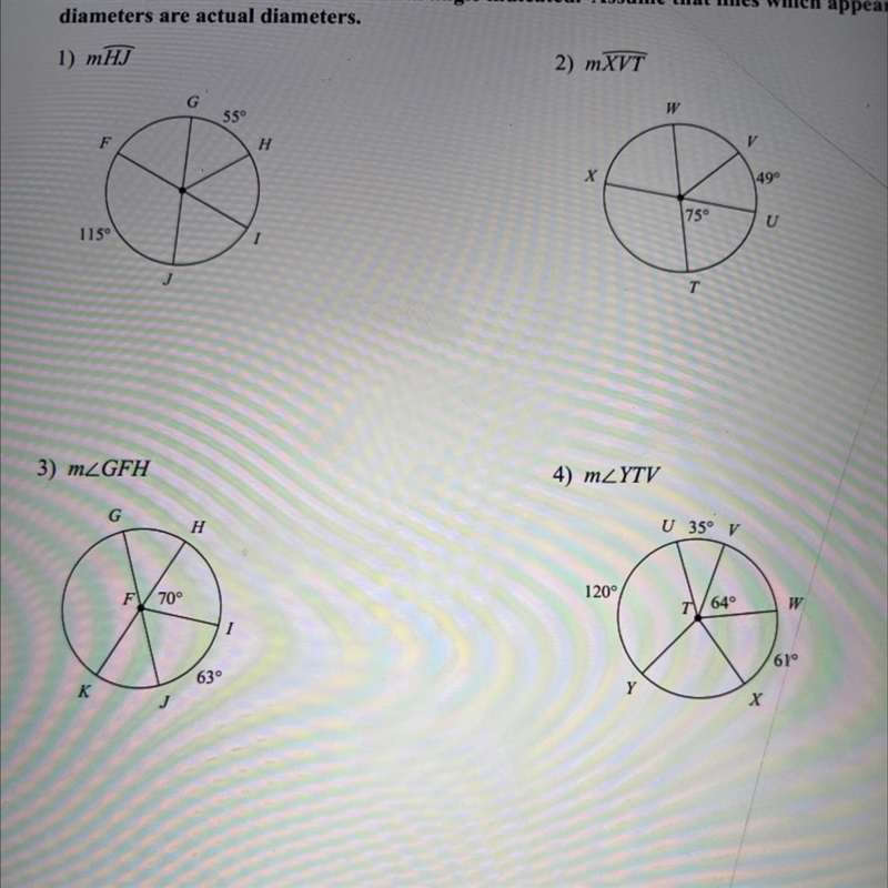 I need help on finding the arc or central angle specifically these four problems-example-1