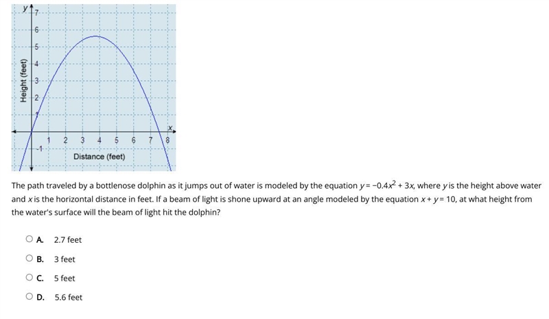 The path traveled by a bottlenose dolphin as it jumps out of water is modeled by the-example-1