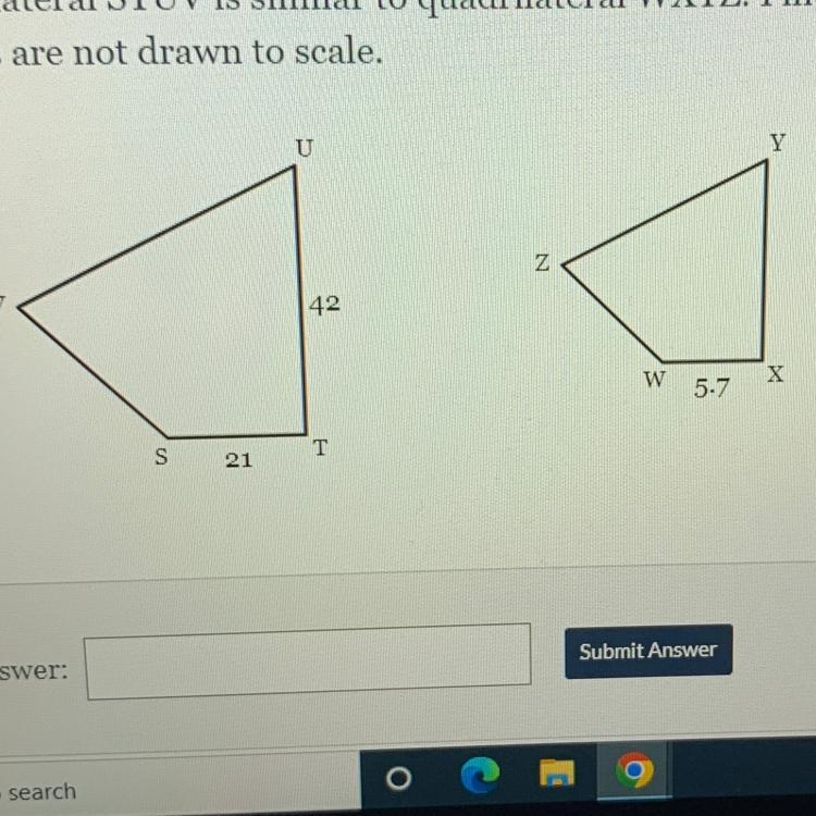 Quadrilateral STUV is similar to quadrilateral WXYZ. Find the measure of side XY. Figures-example-1