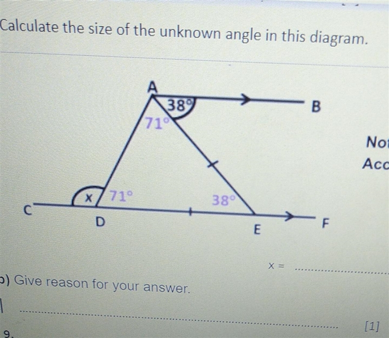 X = ………………………….° Give reason for your answer. …………………………………………………………………………………………-example-1