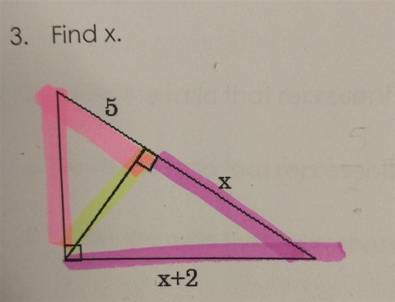 3. Find x. 5, x, x+2 ​-example-1