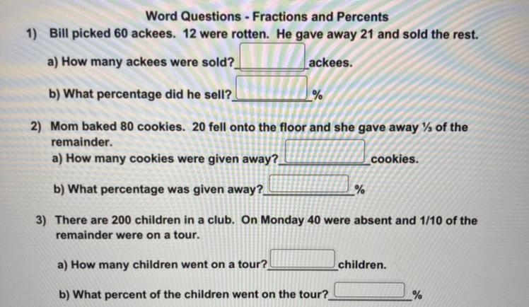 Fractions and Percents HELP ME ☹️-example-1