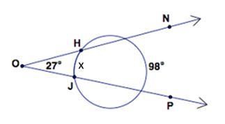 PLEASE HELP! DUE TODAY! TY! Use the diagram to find measure of Arc HJ. Work: (HJ) =-example-1