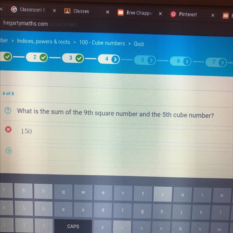 What is the sum of the 9th square number and the 5th cube number?-example-1