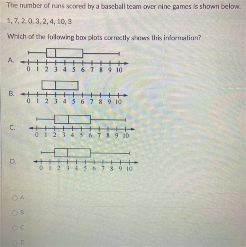 The numbers of runs scored by a baseball team over nine games is shown below.-example-1