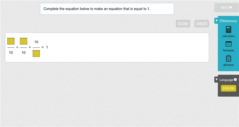 Complete the equation below to make an equation that is equal to 1.-example-1