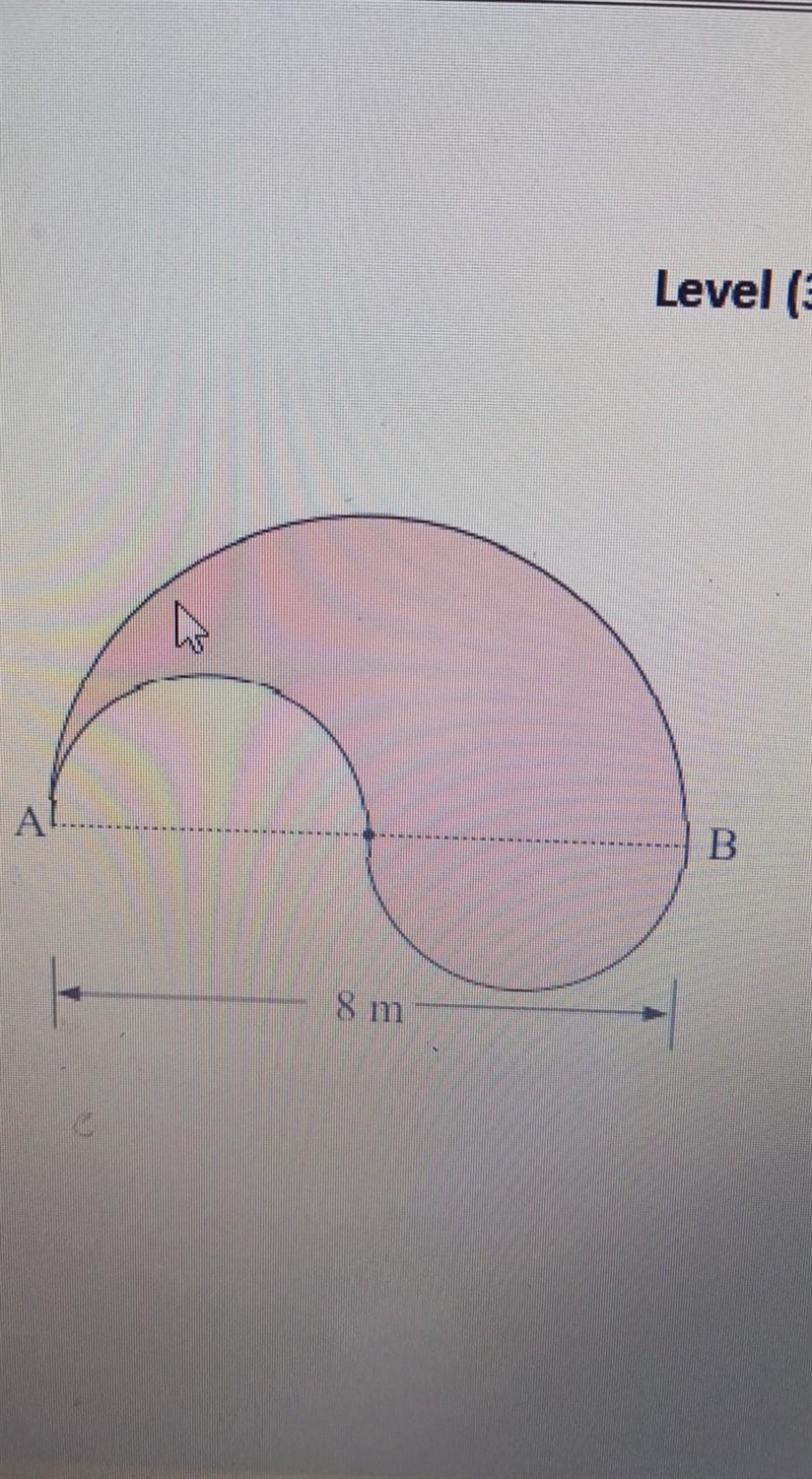 Determine, which is the shorter path from A to B is: Around the two small semi circles-example-1