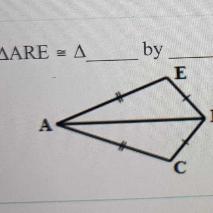 Triangle ARE congruent triangle ___ by ____￼-example-1