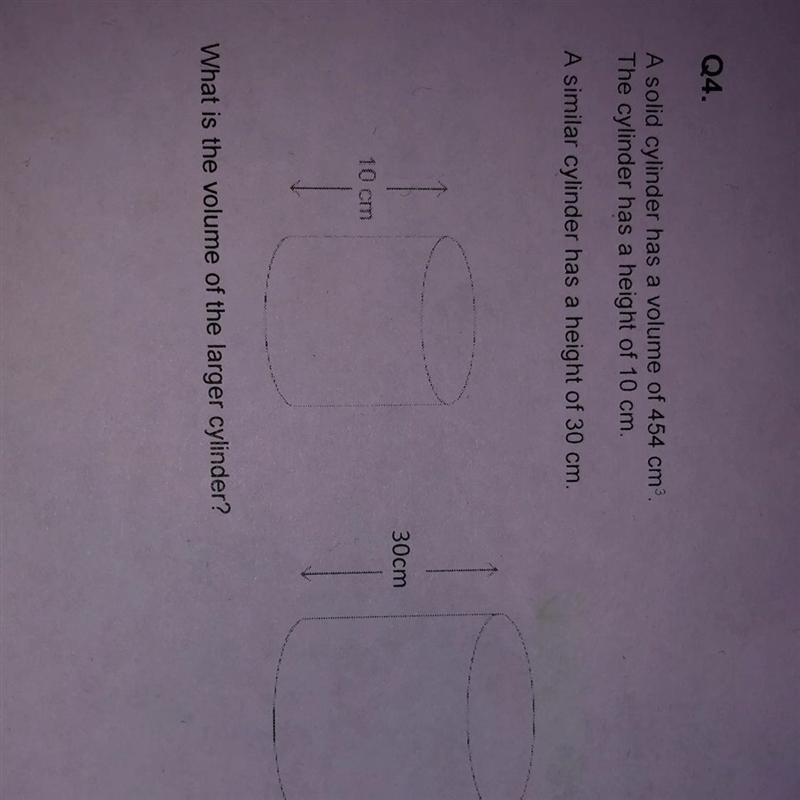 A solid cylinder has a volume of 454 cm³. The cylinder has a height of 10 cm. A similar-example-1