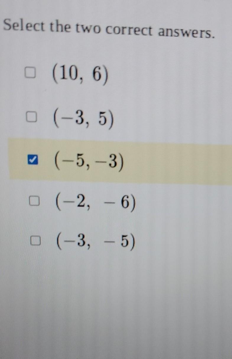 A line passes through the origin and (5, 3). Identify two additional points on this-example-1