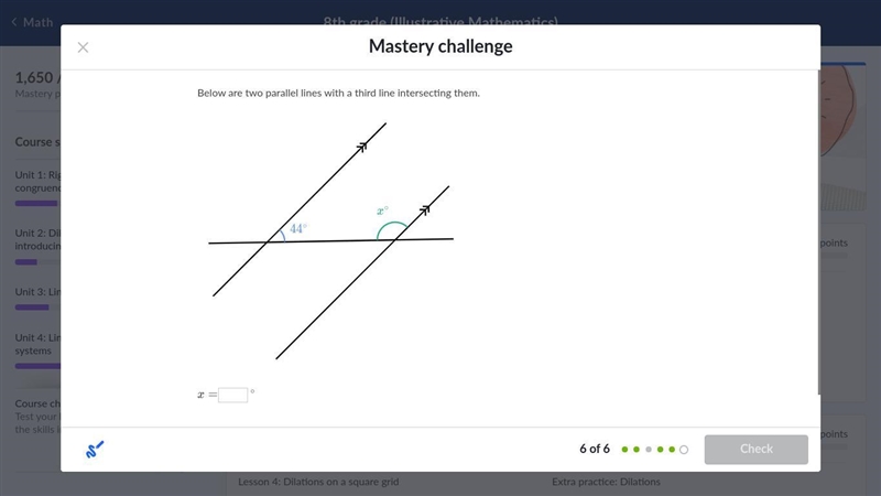 Below are two parallel lines with a third line intersecting them. (Please help T-T-example-1