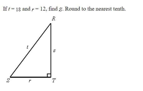 If t = 18 and r = 12, find S. Round to the nearest tenth.-example-1