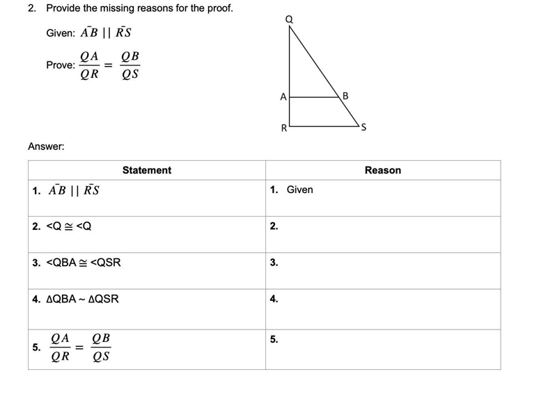 Please help Brianlist Provide the missing reasons for the proof. Given: Prove: Answer-example-1