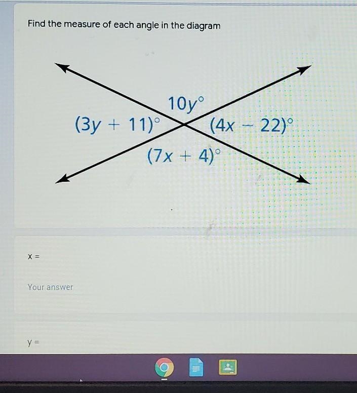 How do I find out what x and y equals?-example-1