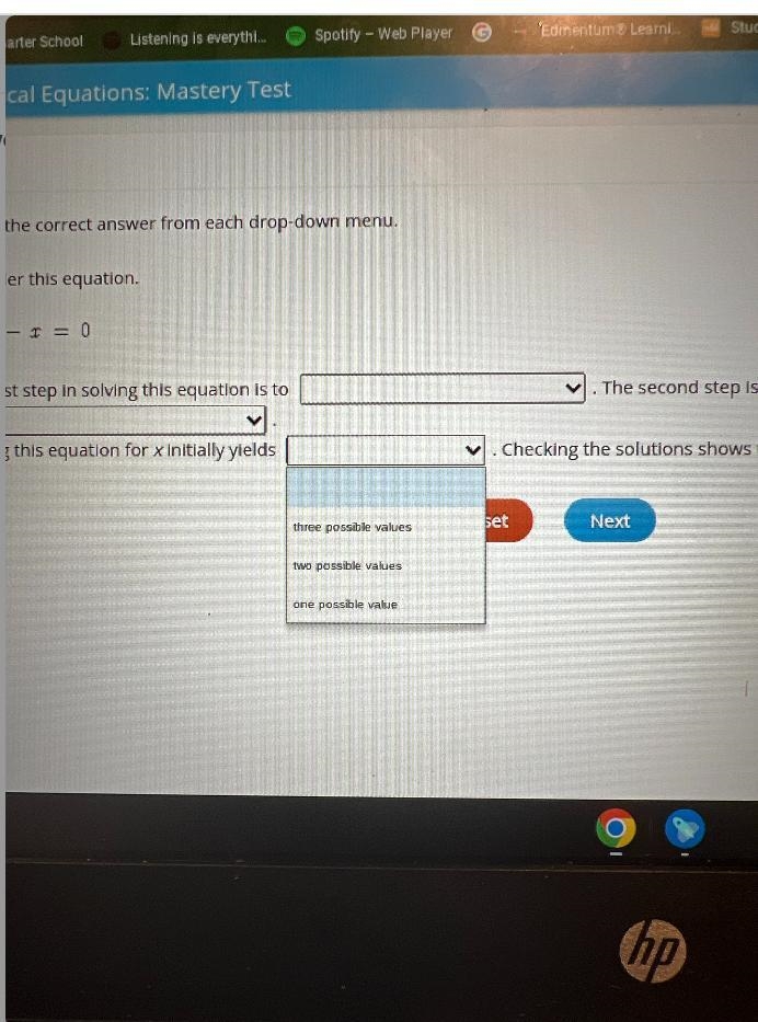 Select the correct answer from each drop-down menu.Consider this equation.(40)}I- 0The-example-2