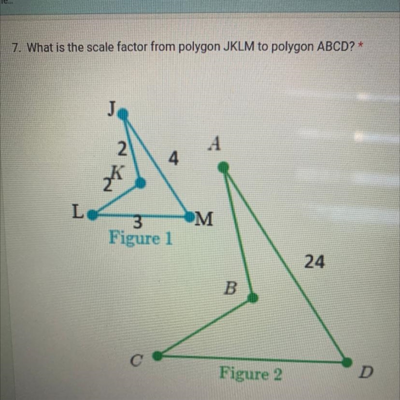 What is the scale factor from polygon JKLM to polygon ABCD?-example-1