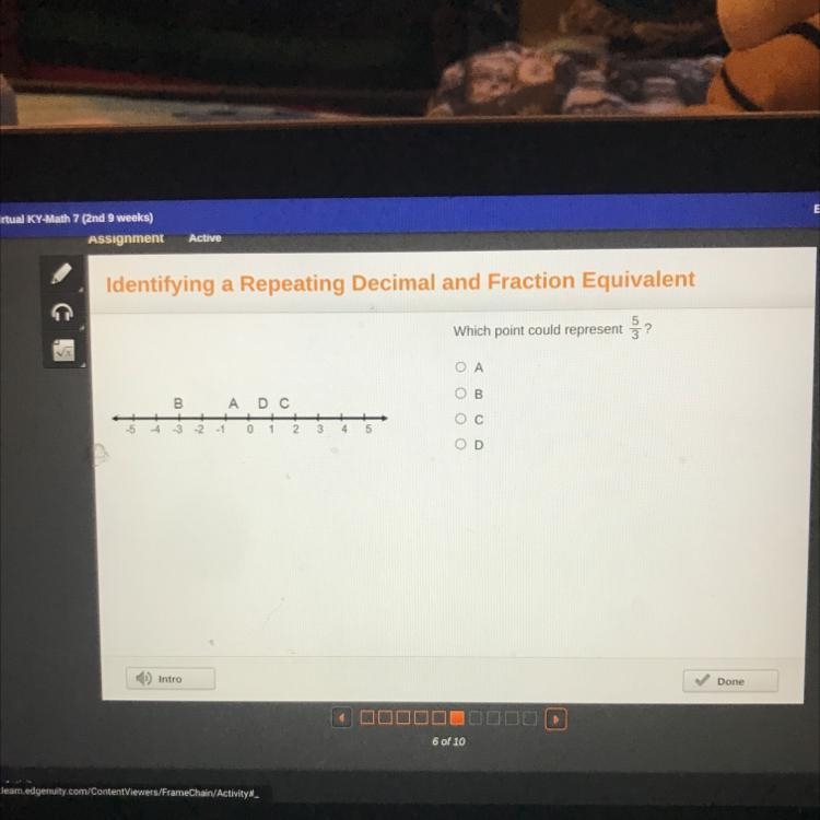 Which point could represent 5/3? A B C D-example-1