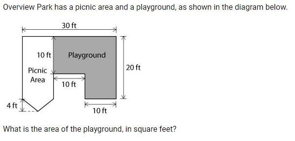 Overview Park has a picnic area and a playground, as shown in the diagram below. What-example-1