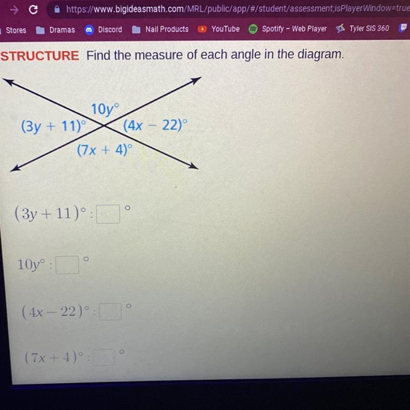 Find the measure of each angle in the diagram-example-1