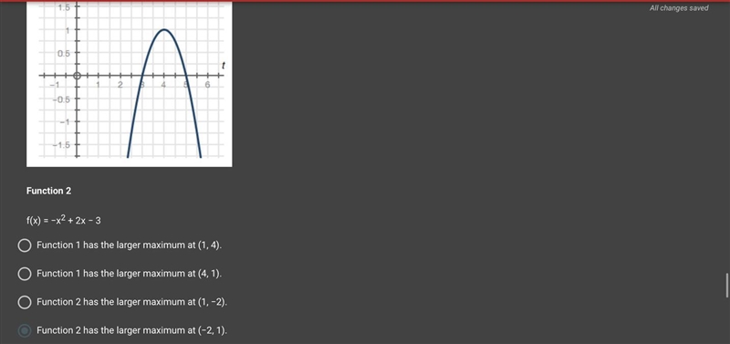 The following graph describes function 1, and the equation below it describes function-example-1