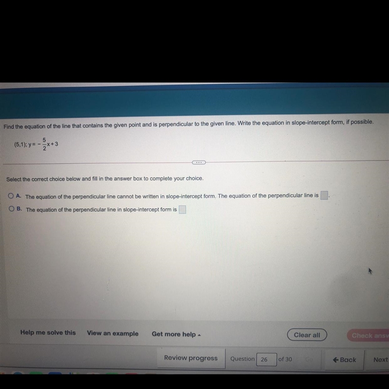 Find the equation of the line that contains the given point and is perpendicular to-example-1