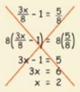 Describe and correct the error in solving the equation below.-example-1