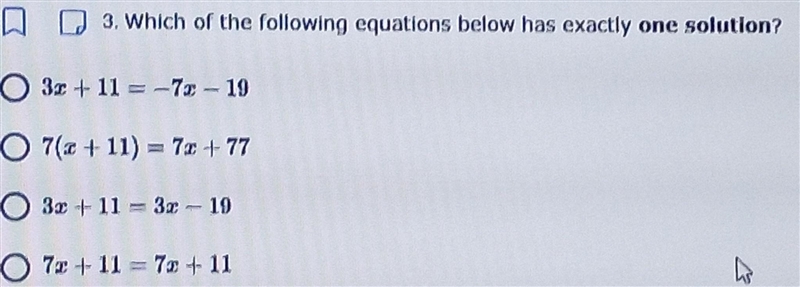 Which of the following equations below has exactly one solution?​-example-1