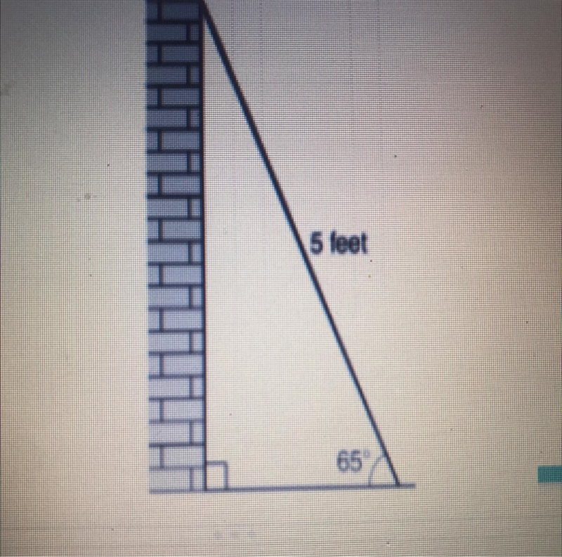 As shown in the diagram below, a ladder 5 feet long liens against a wall and makes-example-1