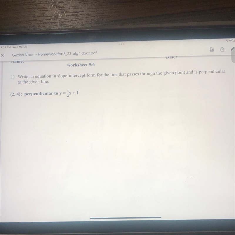 (2, 4); perpendicular to y=1/2x+1-example-1