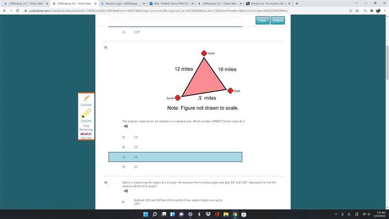 PLEASE HELP ASAP 5 STARS, 20 POINTS The diagram shows three aid stations in a national-example-1