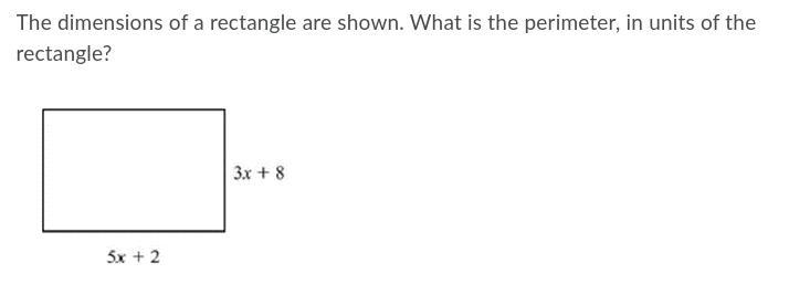 The dimensions of a rectangle are shown. What is the perimeter, in units of the rectangle-example-1