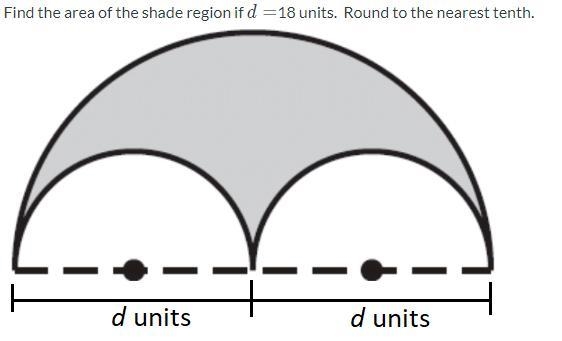 Find the area of the shade region if d=18 units. Round to the nearest tenth.-example-1