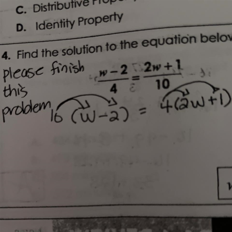 4. Find the solution to the equation below. please finish this problem-example-1