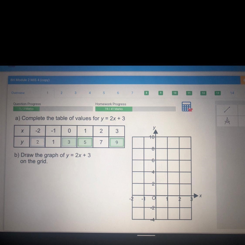 Draw the graph of y=2x+3-example-1