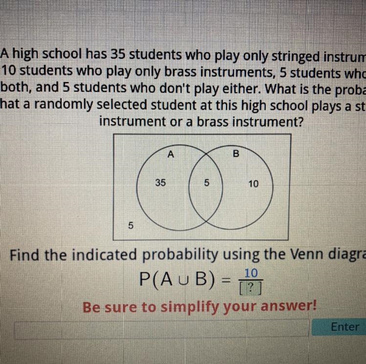 A high school has 35 students who play only stringed instruments, 10 students who-example-1