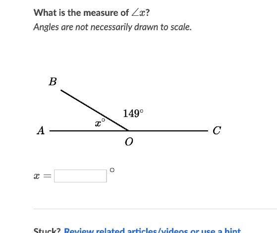 What is the measure of \angle x∠xangle, x? Angles are not necessarily drawn to scale-example-1