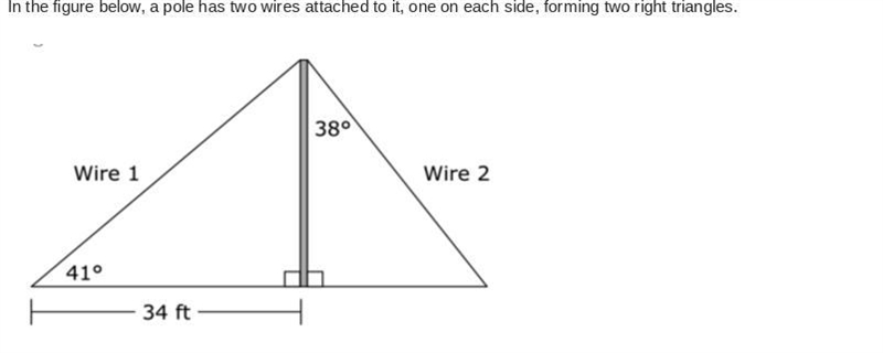 HELP ASAP MATH How far from the base of the pole does Wire 2 attach to the ground-example-1