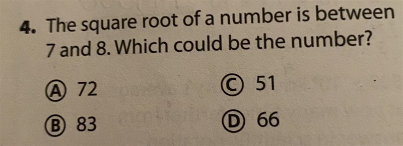 The square root of a number is between seven and eight .which could be the number-example-1