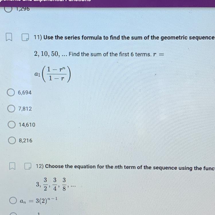 2, 10, 50, … Find the sum of the first 6 terms-example-1