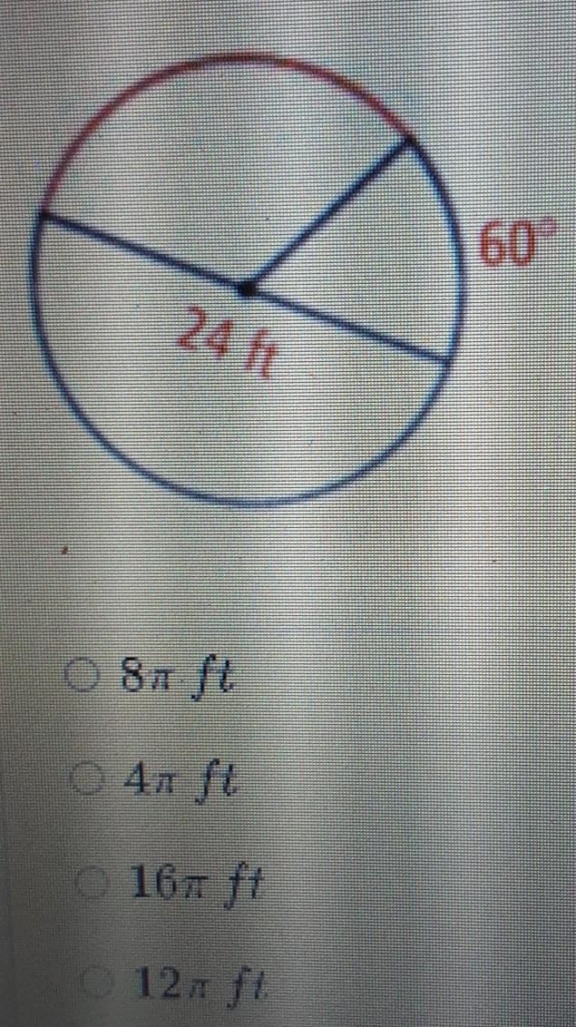 Find the length of the arc shown in red. Leave your answer in terms of pie-example-1