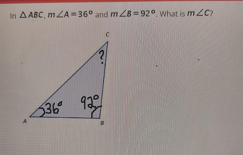 Please help! A: 128° B: 92° C: 36° D: 52°​-example-1