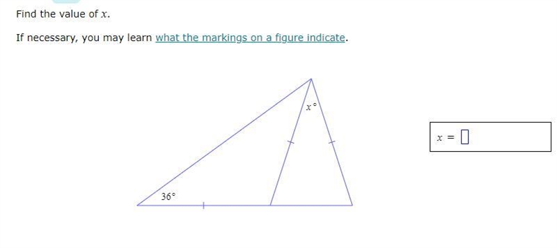 Find the value of x If necessary, you may learn what the markings on a figure indicate-example-1