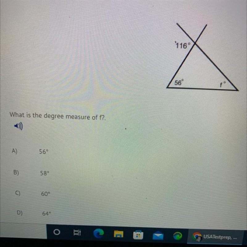 °116° 56 f What is the degree measure of f?.-example-1